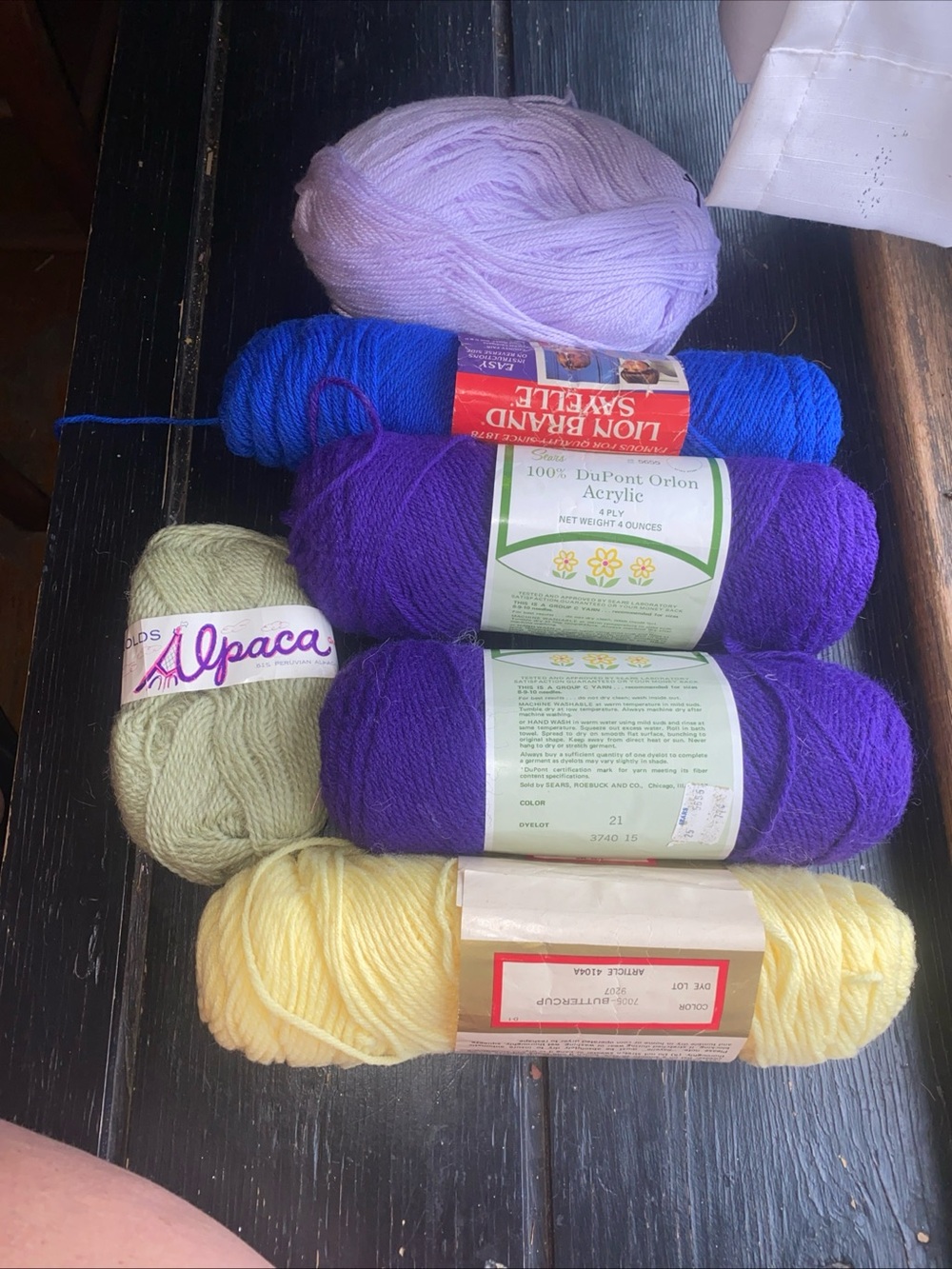 Assorted Wool and Acrylic Yarn Bundle in Purple, Blue, Yellow, Green, Lavender